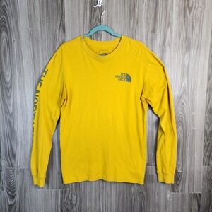 The North Face Men's Graphic Logo Long Sleeve Tee - Vibrant Yellow Size MEDIUM